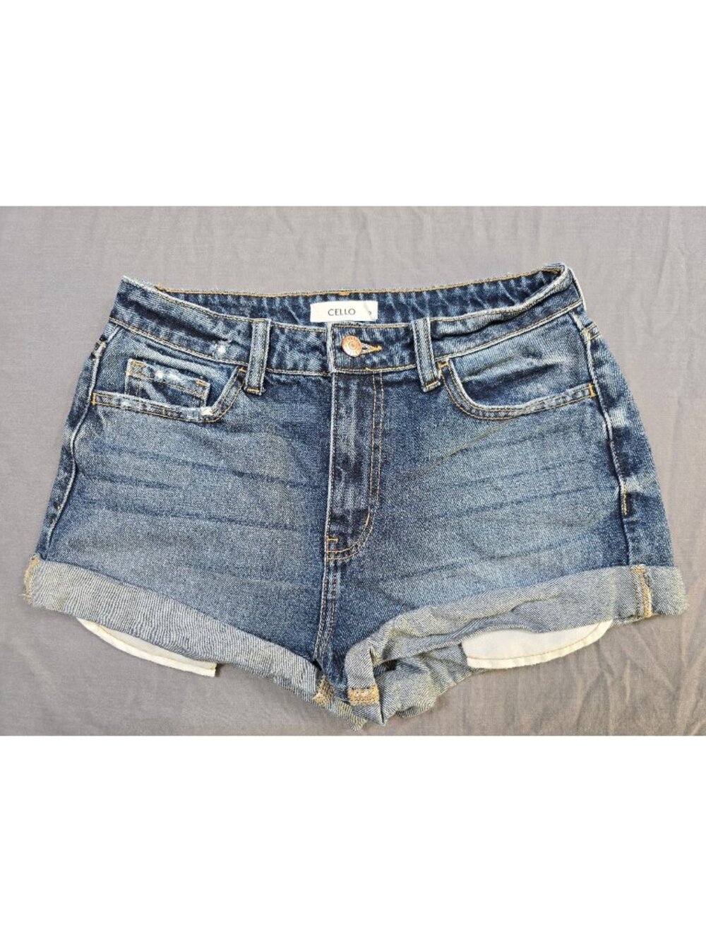 Cello Womens Denim Jean Shorts Size S Dark Wash Rolled Hem Cotton Casual Style S
